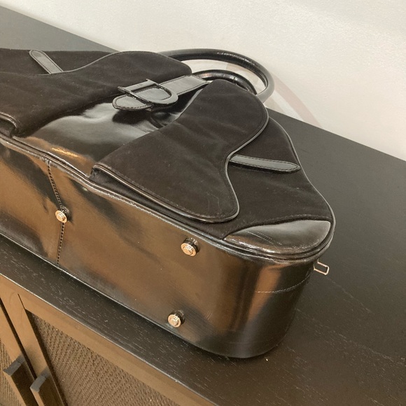 Black Patent Leather Dior Saddle Bowler Bag - Picture 6 of 12